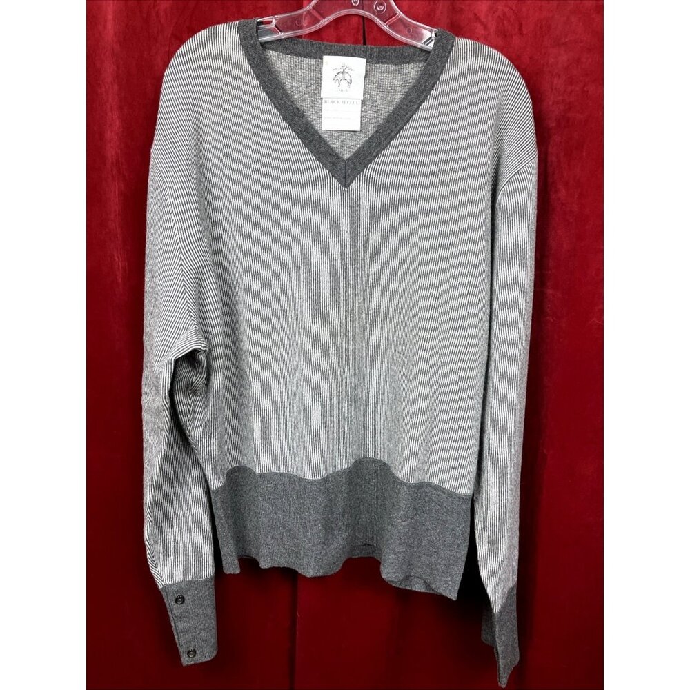 Sz BB5 Xl Black Fleece Wool Cashmere V Neck Sweater Brooks Brothers Thom Browne
